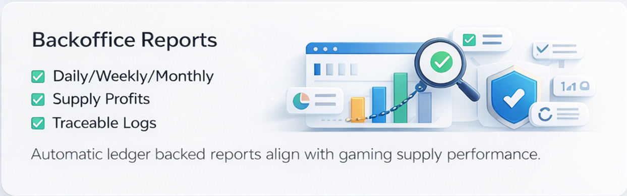 백오피스 정산 리포트(일·주·월 정산/공급사 손익/근거 로그)